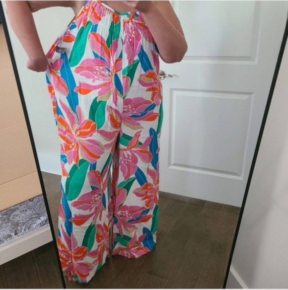Lane Bryant Vibrant Tropical Floral Print Cotton Jumpsuit - Picture 4 of 10